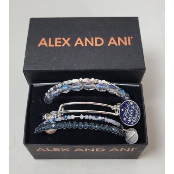 Alex and‎ Ani Joyful Merry & Blessed Set of 5 Bangles Bracelets - Picture 1 of 5
